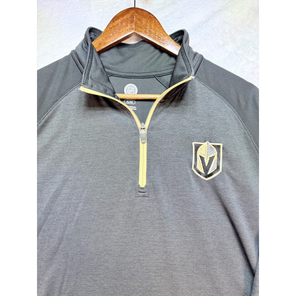 Official NHL Vegas Golden Knights Men's Quarter Zip Pullover Gray Long Sleeve XL